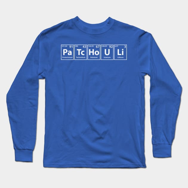 Patchouli (Pa-Tc-Ho-U-Li) Periodic Elements Spelling Long Sleeve T-Shirt by cerebrands